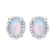 925 Sterling Silver Earrings for Women with Transparent Glass, 1.0*0.9cm