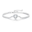 925 Sterling Silver Bracelet with CZ Zircon, 15+6.5cm, Platinum Plated for Women