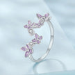 925 Sterling Silver White Gold Plated Ring with Enamel and CZ for Women