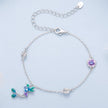 925 Sterling Silver Enamel Pavé CZ White Gold Bracelet for Women 15+6cm