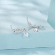 925 Sterling Silver White Gold Plated CZ Earrings 1.6x1.7cm for Women