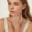 925 Sterling Silver Ring with White Gold Plating, Enamel, Width 0.16cm, Style E for Women