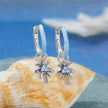 925 Sterling Silver Earrings with Nano Opal Stone and Enamel, Oxidized Finish