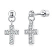 925 Sterling Silver White Gold Plated Pavé Setting CZ Earrings for Women