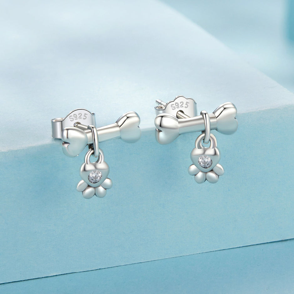 925 Sterling Silver Earrings with Pavé Setting CZ in Oxidized Silver