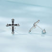 925 Sterling Silver Earrings with Pavé Setting CZ in Oxidized Silver, 15x12mm for Women
