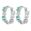 925 Sterling Silver Earrings with Transparent Glass in Size 14mm for Women