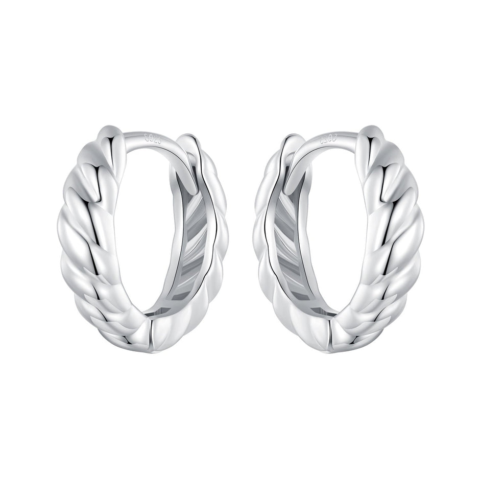 925 Sterling Silver Plated White Gold Earrings for Women - Size 11*3mm
