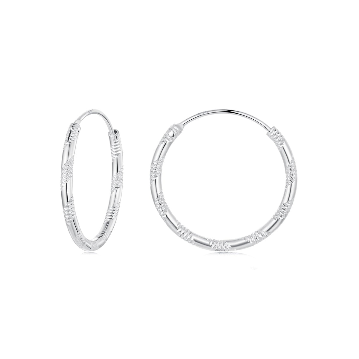 925 Sterling Silver Plated White Gold Earrings 3.0cm for Women