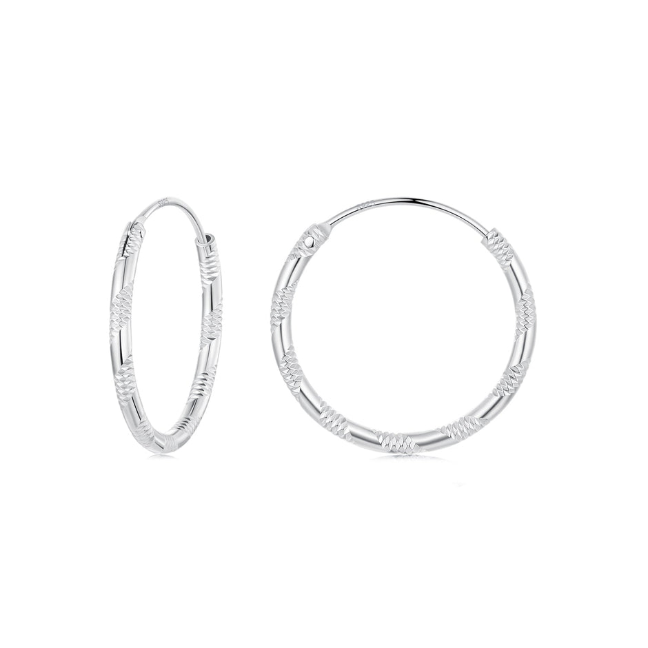925 Sterling Silver Plated White Gold Earrings 3.0cm for Women