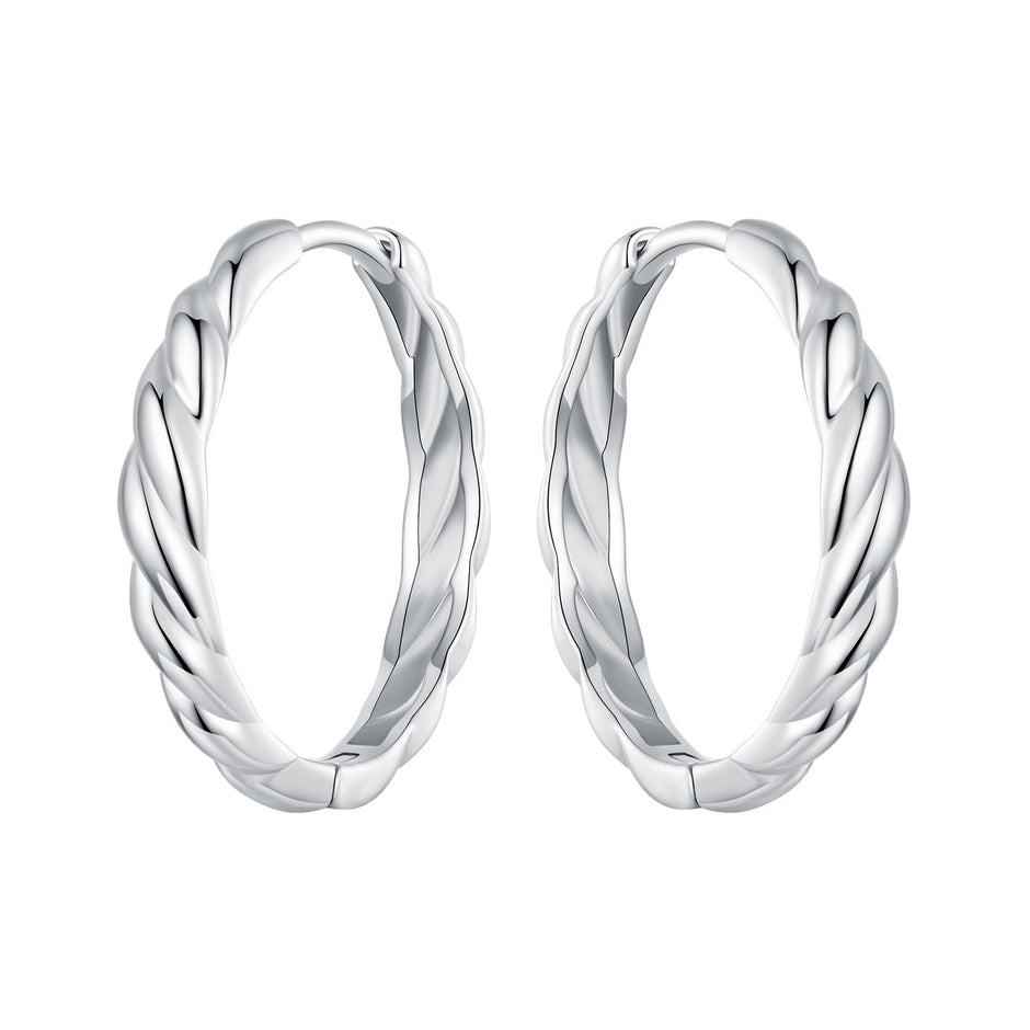 925 Sterling Silver Plated White Gold Earrings for Women - Size 11*3mm