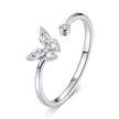 925 Sterling Silver Ring with Pavé Setting CZ, Butterfly Design, 0.6cm for Women
