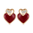 925 Sterling Silver Earrings with Enamel Finish and Pavé Setting in Rose Gold