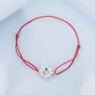 925 Sterling Silver Adjustable Length Bracelet with CZ and Glass Pendant for Women