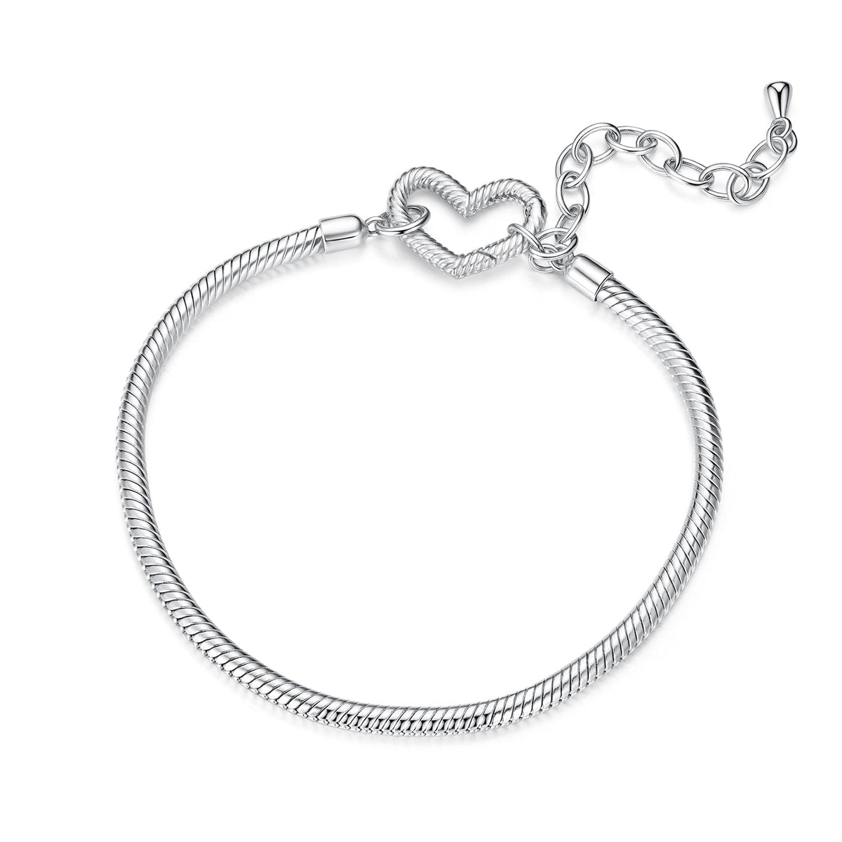 925 Sterling Silver Plated White Gold Bracelet - Adjustable 17+5cm