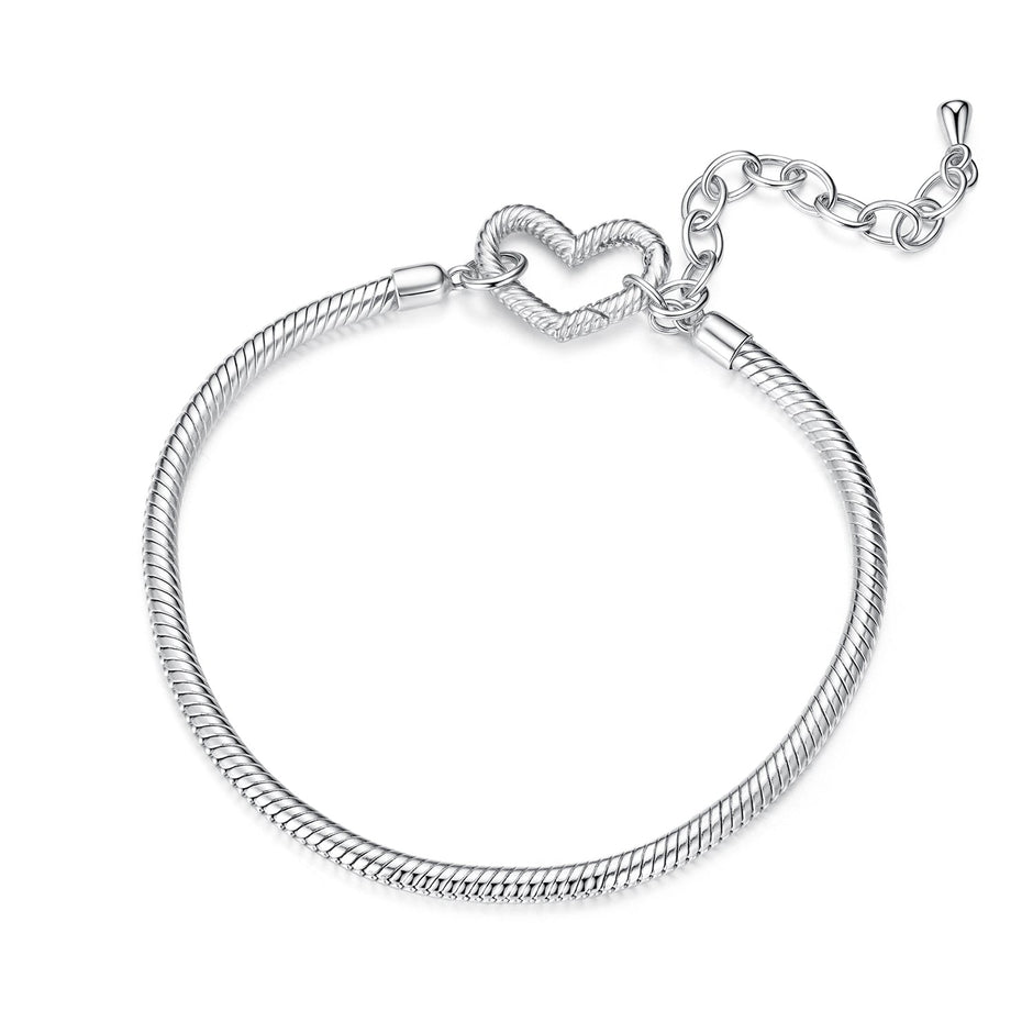 925 Sterling Silver Plated White Gold Bracelet - Adjustable 17+5cm