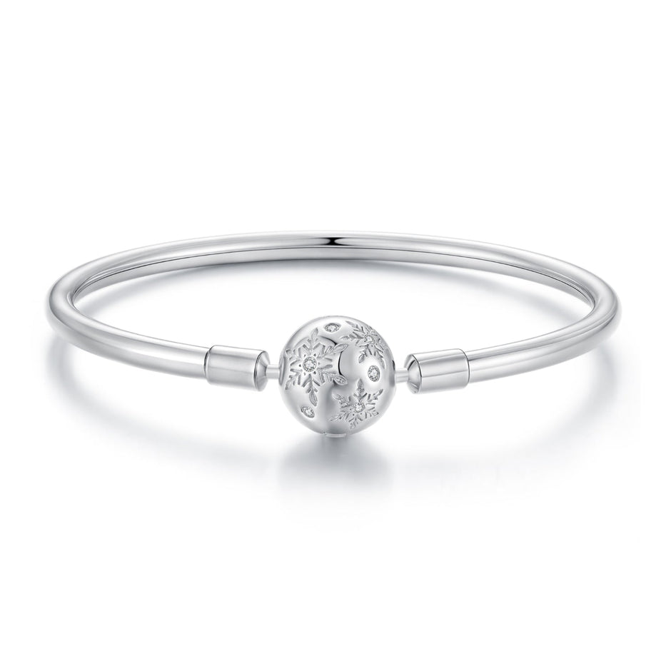 925 Sterling Silver Pavé Setting CZ Bracelet with White Gold Plating for Women - Size 17.0