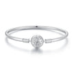 925 Sterling Silver Pavé Setting CZ Bracelet with White Gold Plating for Women - Size 17.0