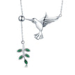 925 Sterling Silver Necklace with Bird and Leaves Design for Women