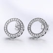 925 Sterling Silver Oxidized Pavé Setting CZ Earrings 1.1cm for Women