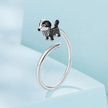925 Sterling Silver Enamel Oxidized Silver Ring for Dogs