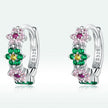 925 Sterling Silver Earrings with CZ in Pavé Setting - 1.3x0.4cm for Women