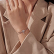 925 Sterling Silver Adjustable Chain Bracelet with White Gold Plating and CZ for Women
