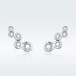 925 Sterling Silver Earrings with Pavé Setting CZ, 0.5x1.2 cm for Women