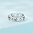 925 Sterling Silver Oxidized Silver Ring with Pavé Setting CZ, Size 6 for Women