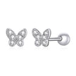 925 Sterling Silver Earrings with CZ in Pavé Setting - 0.4*0.5cm - Women