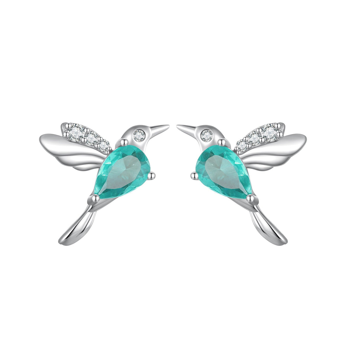 925 Sterling Silver Transparent Glass Earrings with CZ for Women