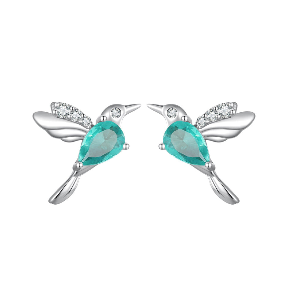 925 Sterling Silver Transparent Glass Earrings with CZ for Women