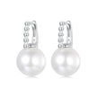 925 Sterling Silver Earrings with White Gold Plating and Shell Pearl for Women