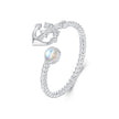 925 Sterling Silver & White Gold Pave Setting Moonstone Ring for Women