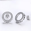 925 Sterling Silver Oxidized Pavé Setting CZ Earrings 1.1cm for Women