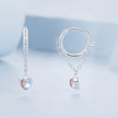 925 Sterling Silver White Gold Plated Moonstone Earrings 23x5mm for Women