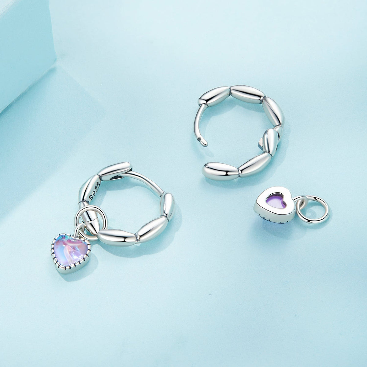 S925 Sterling Silver Earrings with Transparent Glass for Women