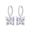 925 Sterling Silver Earrings with Pavé Setting CZ and Transparent Glass for Women