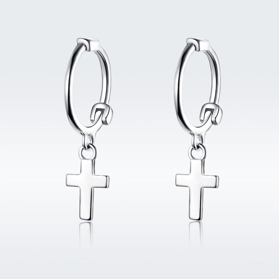 925 Sterling Silver Earrings Plated Platinum 1.9*0.5cm for Women
