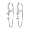 925 Sterling Silver Earrings with Pavé Setting CZ, 34*6mm for Women