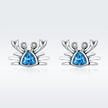 925 Sterling Silver Oxidized CZ Earrings 0.7cm x 1cm for Women