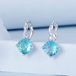 925 Sterling Silver Earrings with Transparent Glass and White Gold Plating for Women
