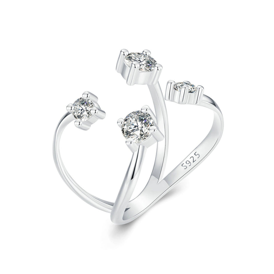925 Sterling Silver White Gold Plated Pavé Set CZ Ring 2.5-13.5mm for Women