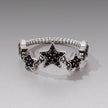 925 Sterling Silver Oxidized Rings with Pavé Setting CZ, Size 6.0 for Women