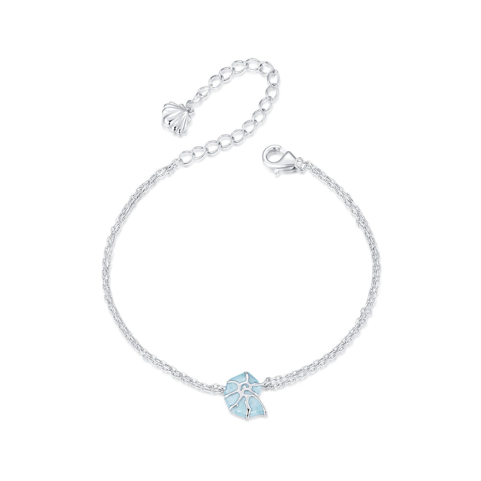 925 Sterling Silver White Gold Plated Bracelet with Enamel Process