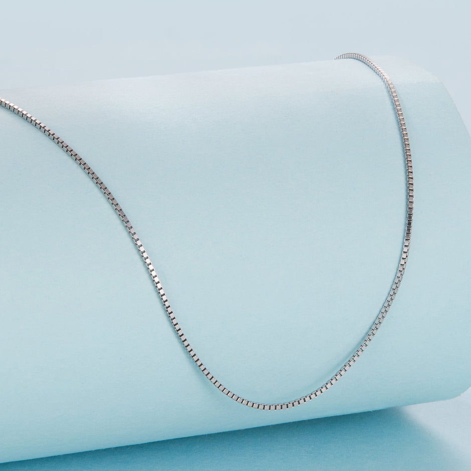 925 Sterling Silver + Plated White Gold Necklace 40cm for Women