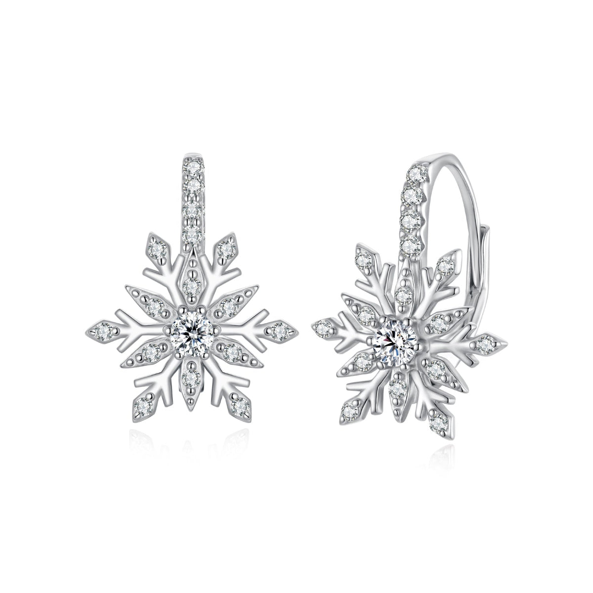 925 Sterling Silver Earrings with Pavé Setting CZ in White Gold for Women