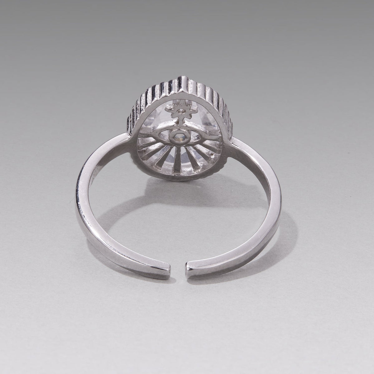 925 Sterling Silver Ring with Transparent Glass & Nano Opal, Width 0.18cm, Style E, for Women