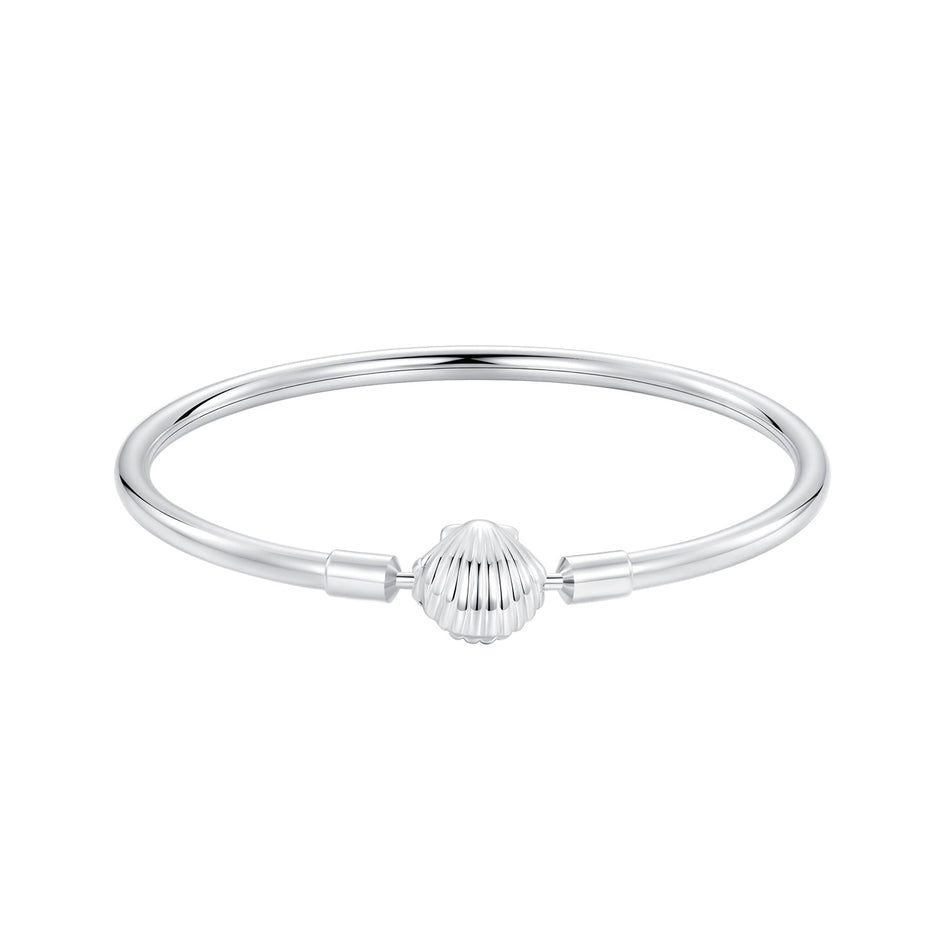 925 Sterling Silver White Gold Plated Bracelet 17.0 cm Inner Diameter 55mm for Women