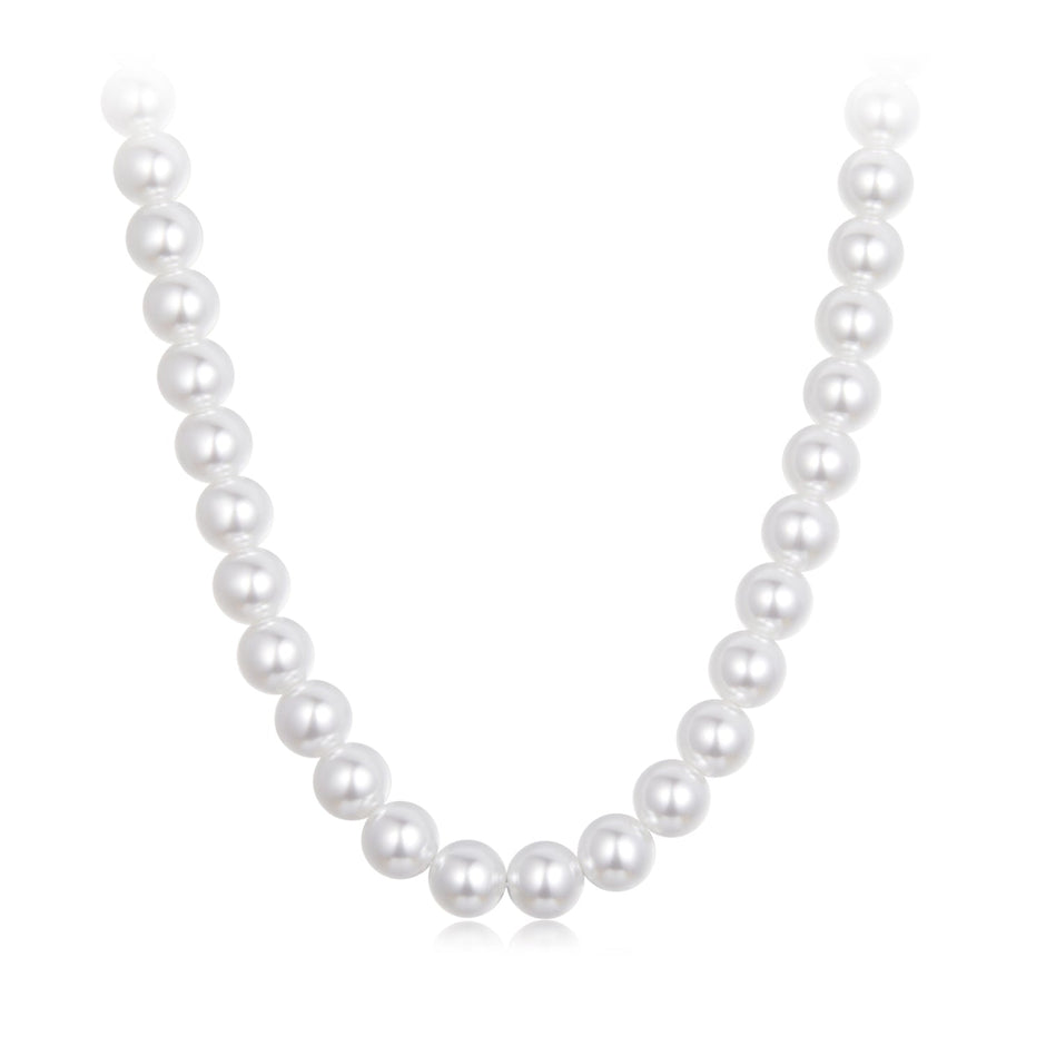925 Sterling Silver White Gold Plated 39-45.5cm Quality Shell Pearl Necklace for Women